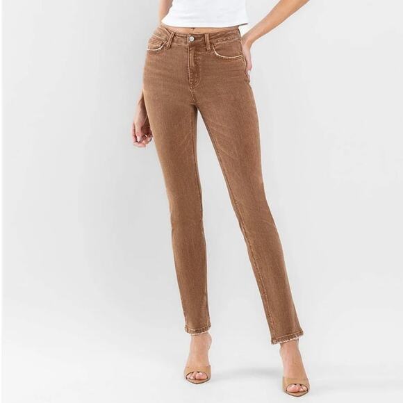 Flying Monkey Slim Straight Stretch Toffee Denim Jeans NWT - Picture 1 of 10